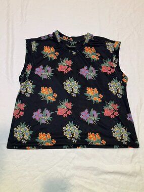 The Great Outdoors Black Floral Print Sleeveless Tank Top Size S